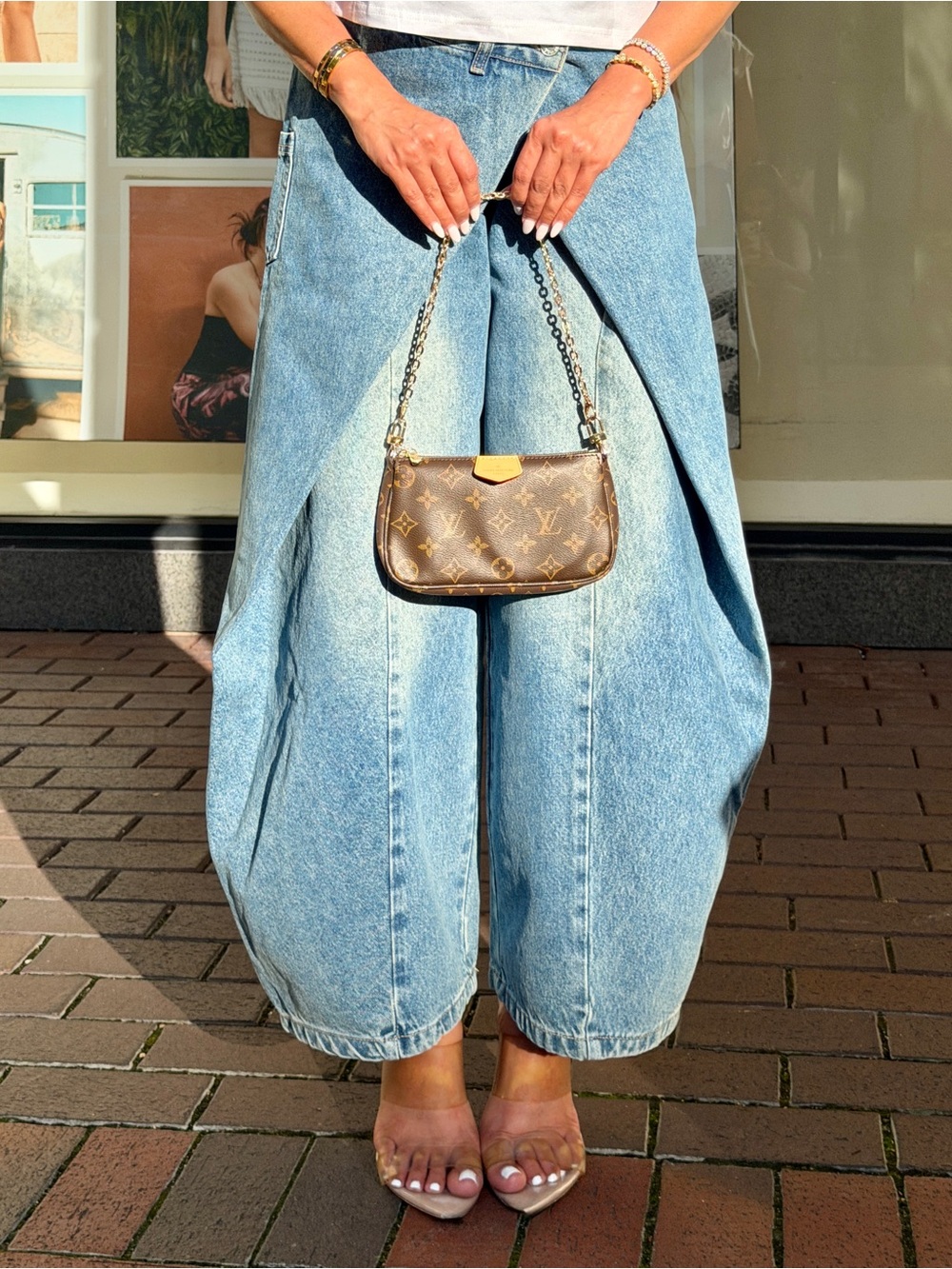 Blue Denim Wrap Jeans